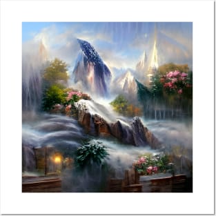 Fantasy mystical mountain landscape Posters and Art